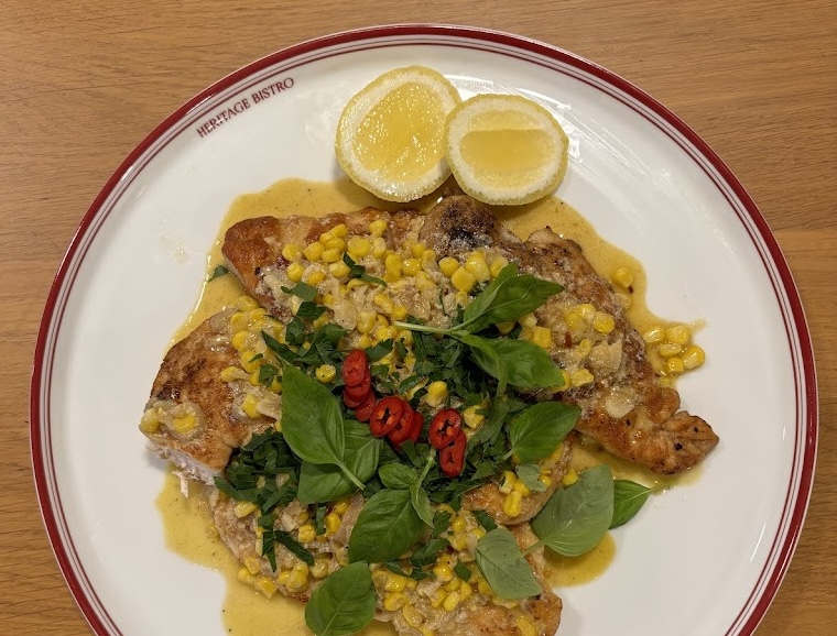 Chicken Piccata with Sweetcorn, Chilli and Buttermilk
