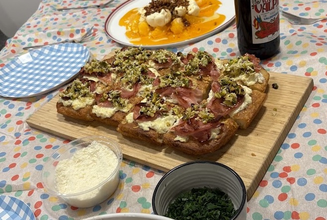 Pepperoncini and Mortadella Focaccia