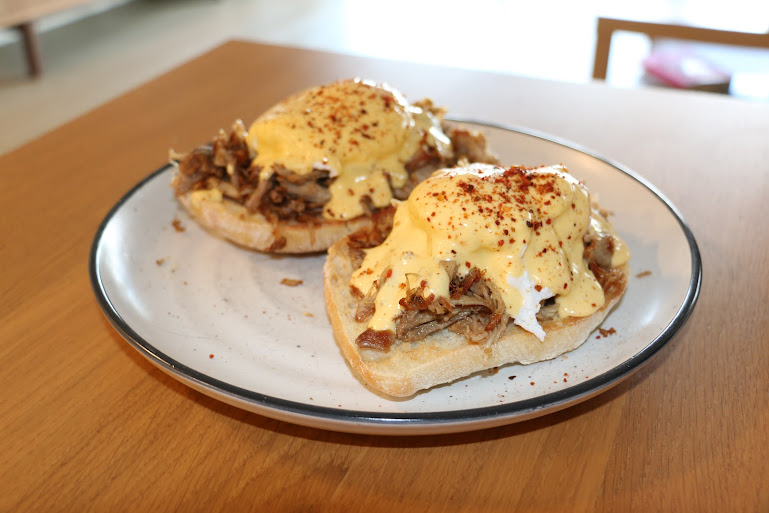 Pulled Pork Benedict with Aleppo Hollandaise