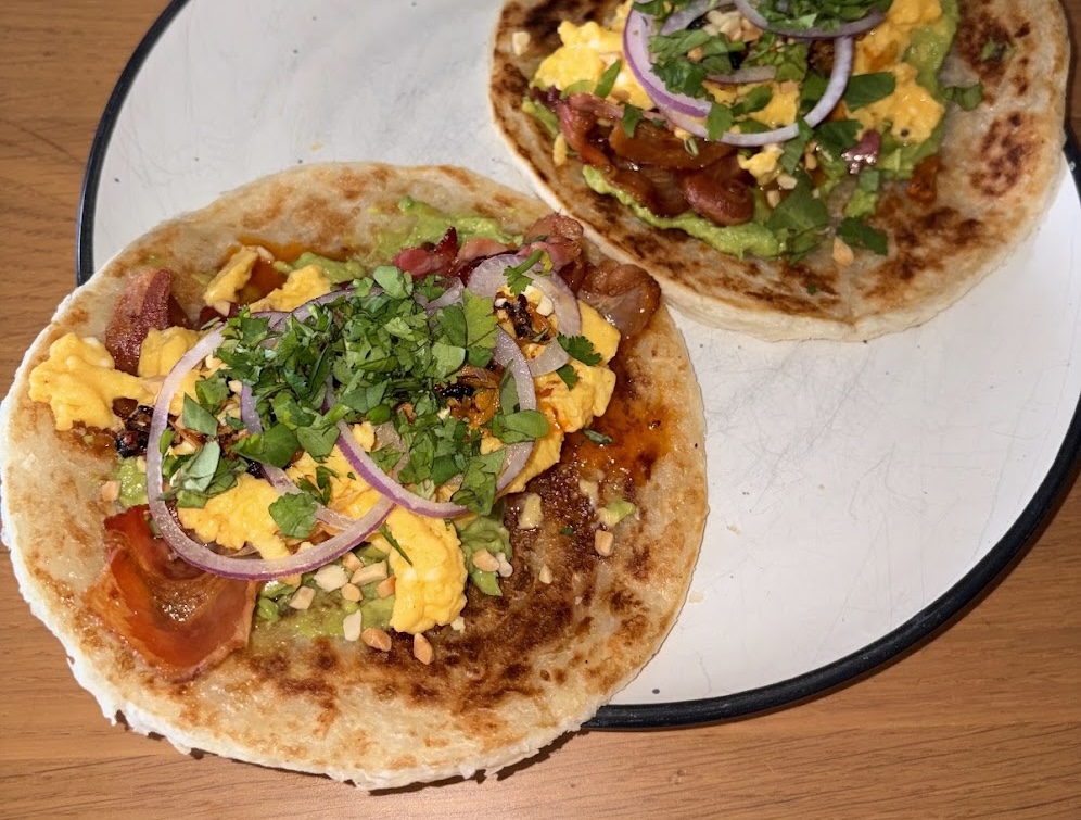 Roti Eggs with Shallots and Coriander